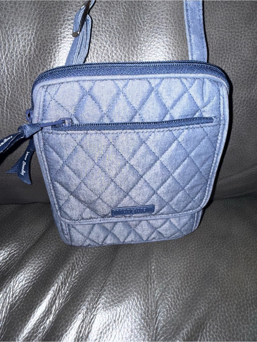 Quilted Blue Crossbody Bag Vera Bradley mini hipster denim like material